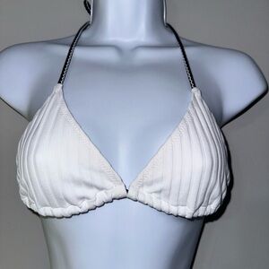 Solid & Striped White String Bikini Top EUC Size S‎